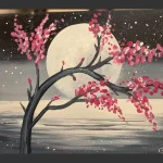 Silent Moon | Sakura Tree Art on Canvas