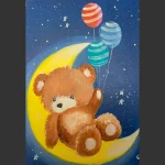 Teddy on the Moon | Nursery Wall Art Painting
