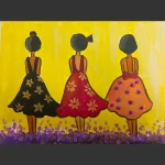 Three Friends | Vibrant Girl Silhouette Wall Art